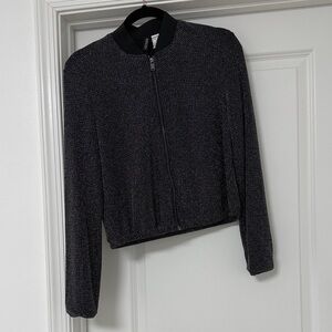 H&M Black Textured Bomber Jacket